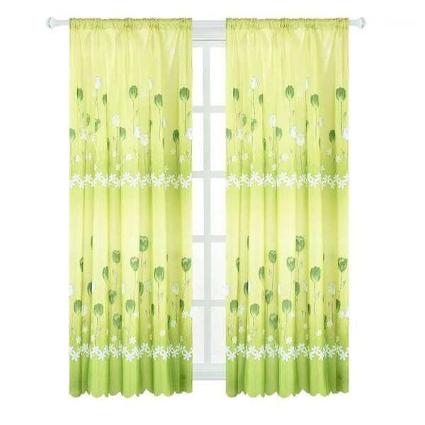 

modern rose floral short curtains tulle for window voile sheer drape for kitchen bath room panel home decor1