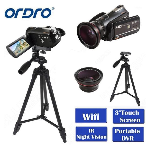 

ordro hdv-d395 portable camcorders night vision full hd 1080p 18x 3.0" touch screen digital video camera recorder dv wifi1