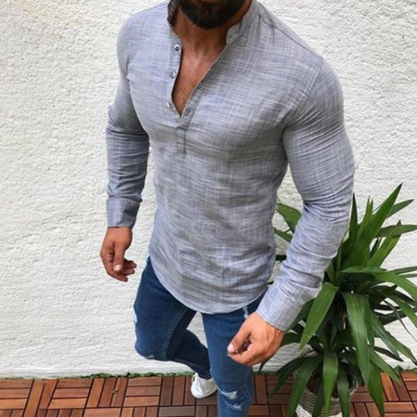 

men shirts v neck slim long sleeve autumn spring wear solid black white color casual shirts mens clothing fashion wear /-1, White;black