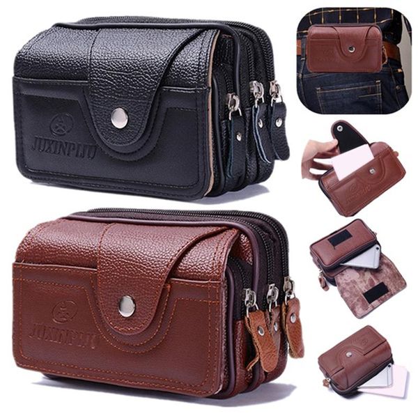 

2020 pu vintage waist pack multi-function phone coin waist bag vintage the belt outdoor small wallet men women