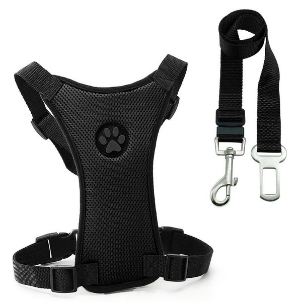

nylon breathable mesh dog harness vest safety pet car seat belt dog leash lead adjustable vehicle harness for medium la bbyitj