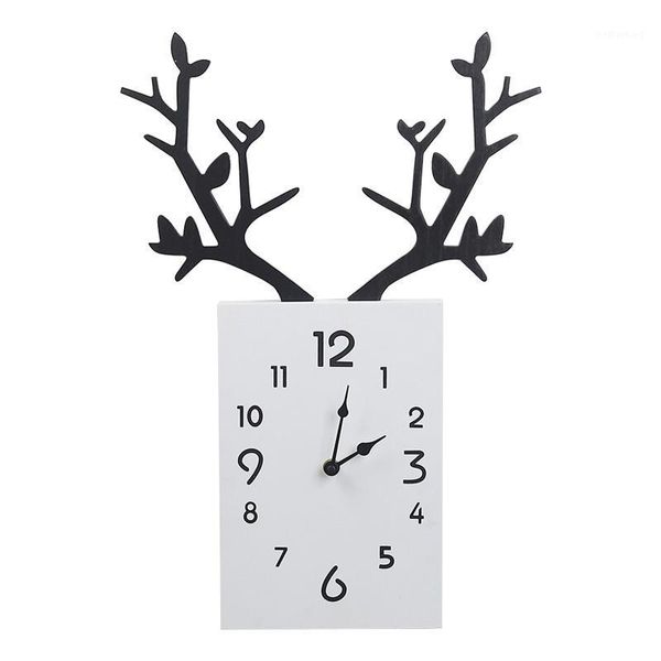 Relógios de parede Nórdicos Antler Relógio de madeira Sala quadrada Decoração de madeira Office Home Living Living Birthday Modern Birthday Gift1