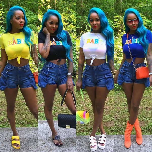 

short sleeve womens casual womens tees letter print womens short tshirts fashion solid color o-neck, White