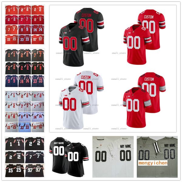 

ohio state buckeyes college 8 trey sermon jerseys 1 justin fields 2 chase young 7 dwayne haskins jr. 15 ezekiel elliott 97 joey bosa cj stro, Black
