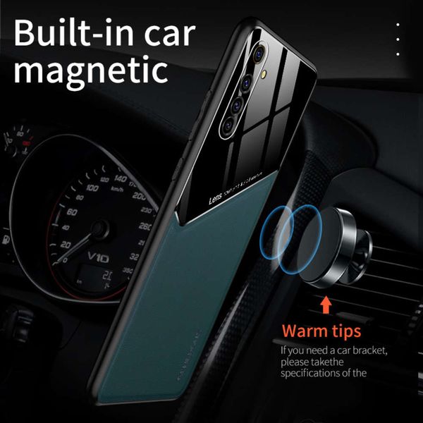 

luxury silicone car magnetic holder phone case for realme 6 c11 c3 xt x ultra-thin leather camera protection cover
