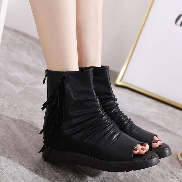

lapolaka fringe comfortable platform ankle boots casual women shoes woman summer boots female, Black