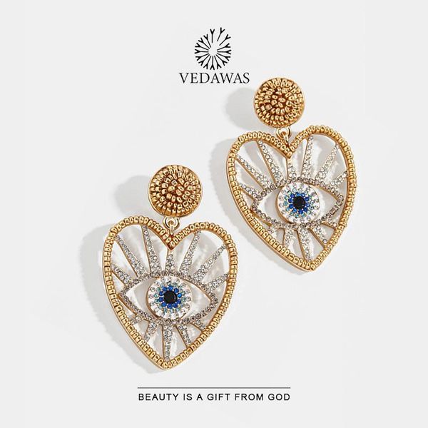 

vedawas iris earrings for girl 2020 new trend classic maxi beads demon eye statement earring gothic accessories bijoux wholesale, Golden;silver