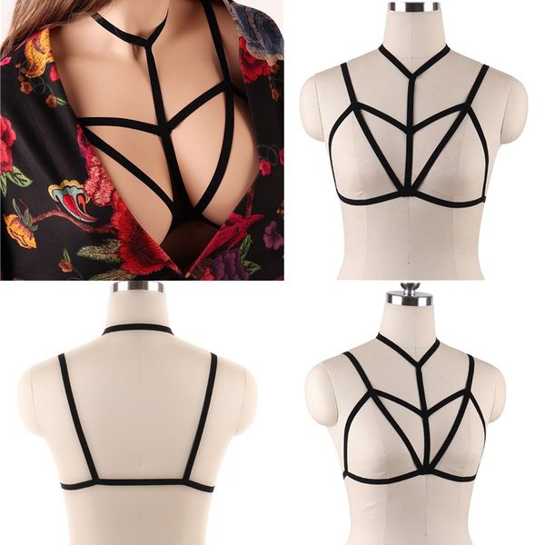 

body harness bondage breast toy for womern erotic lingerie belts elastic strappy caged bras, Red;black