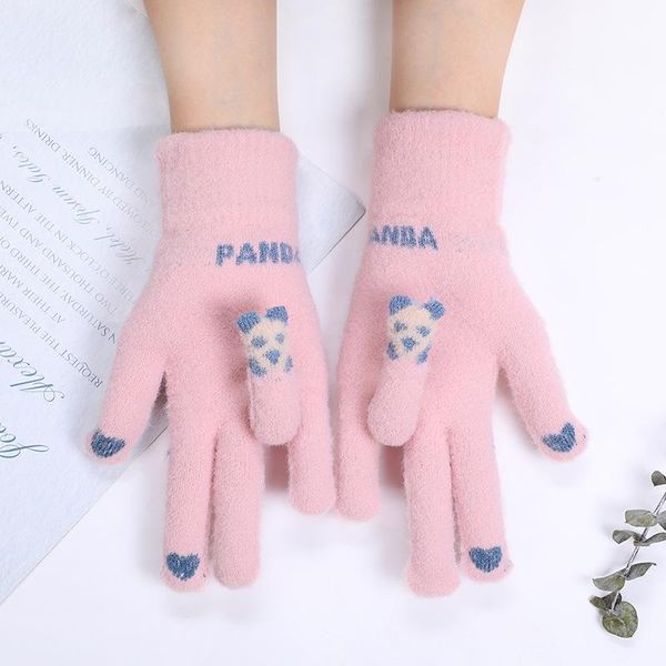 

women faux cashmere knitted gloves girls autumn winter warm thick gloves mitten female fashion touch screen cycling sport glove, Blue;gray