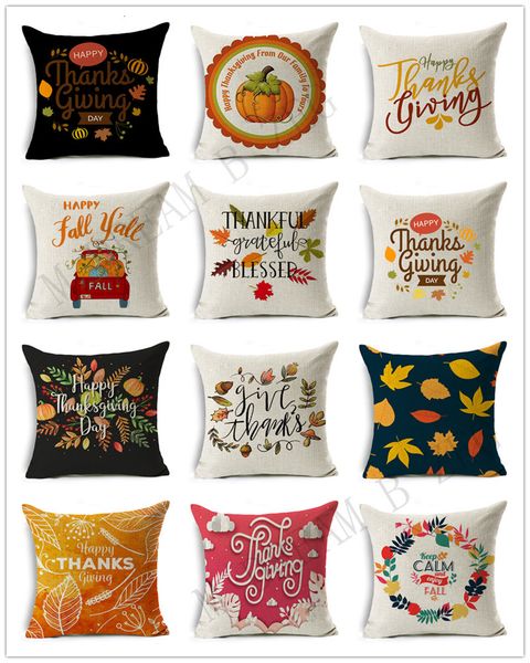

48 styles happy fall thanksgiving day decor linen give thanks sofa throw pillow case home car cushion covers