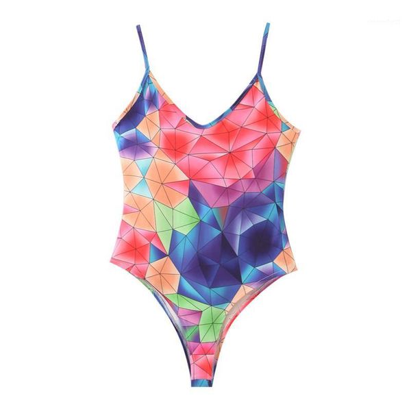 

summer geometric pattern print 2020 summer v-neck basic sleeveless rompers womens jumpsuit bodycon bodysuit women1, Black;white