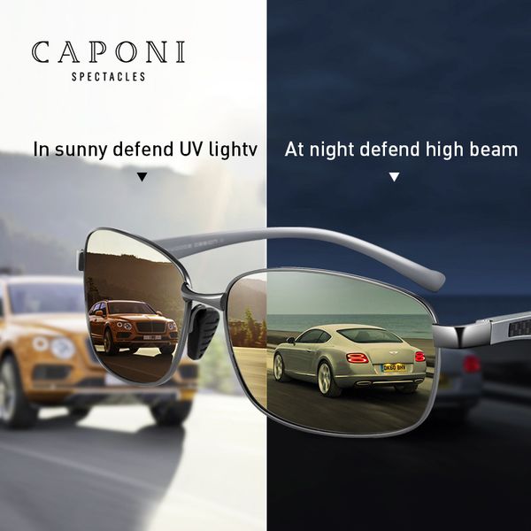 

caponi square men sunglasses polarized pchromic sun day and night vision driving vintage eye glasses uv400 bsys7755
