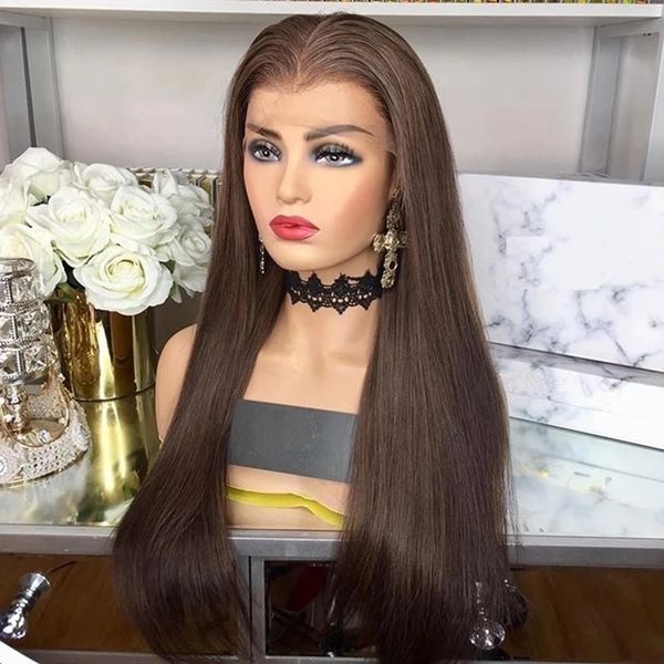 

indian silky straight #6 full lace human hair wigs with baby hair slik base lace front wigs for women natural hairline 360 frontal, Black