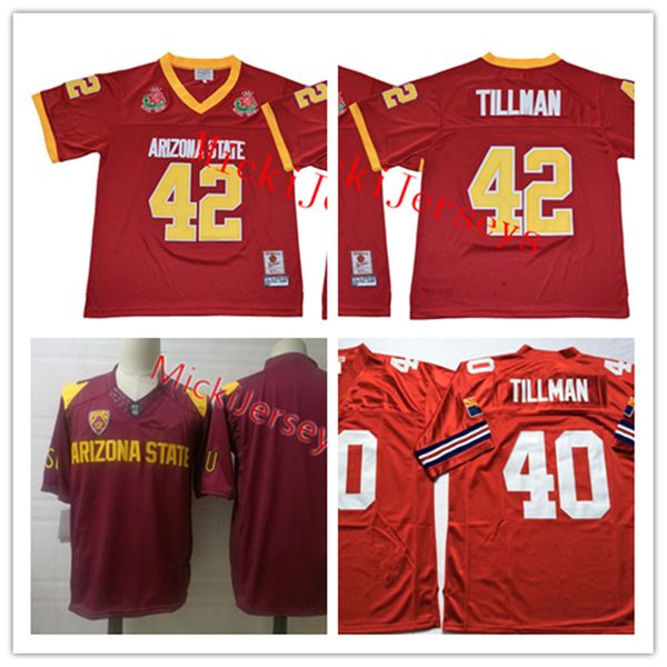 

mens #42 pat tillman arizona state sun devils football jersey stitched red white #40 pat tillman arizona jersey, Black