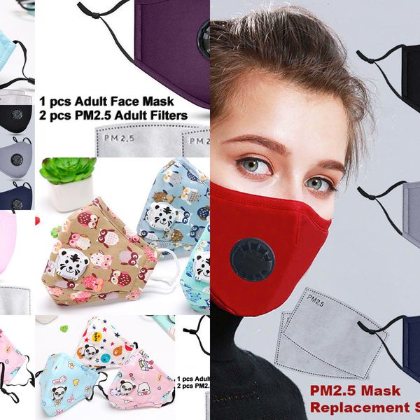 

d1ccreusable washable masks filter pm2.5 mask anti-dust with 2 face valve protective cotton children kid wzg5 xjoia