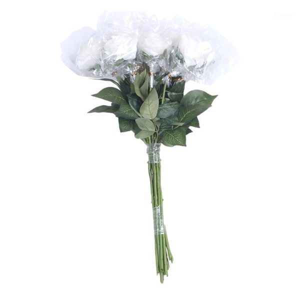 

10 pcs latex real touch rose decor rose artificial flowers silk flowers floral wedding bouquet home party design flowers(white)1