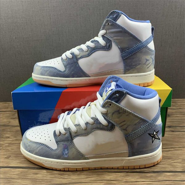 

shoes carpet company x sb high flat running mens white blue sports sneakers