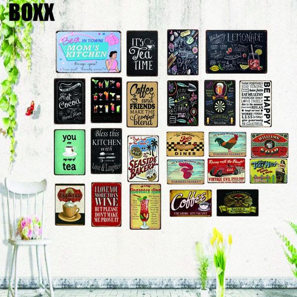 

mom's kitchen coffee tin signs shabby chic metal plates for wall bar farm home man cave decoration 30x20cm