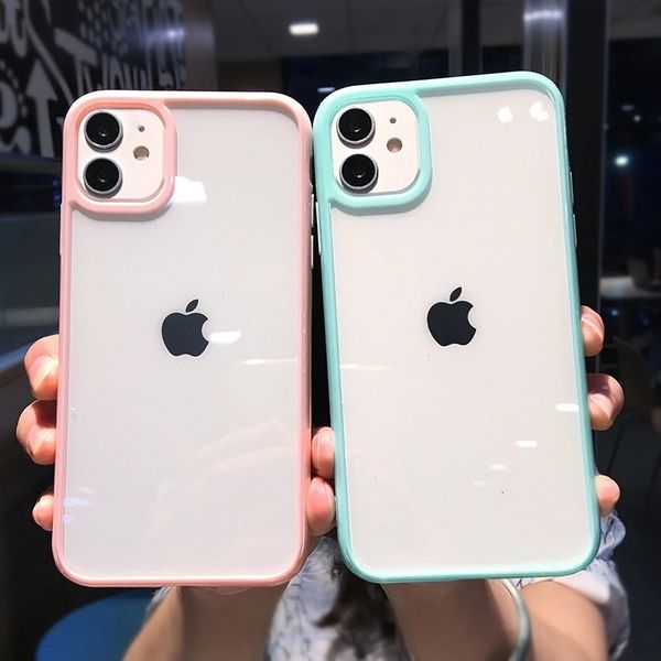 

colorful shockproof bumper trasparent phone case for iphone 12 mini 11 pro xr x xs max 8 7 6s plus se2 soft tpu clear back cover