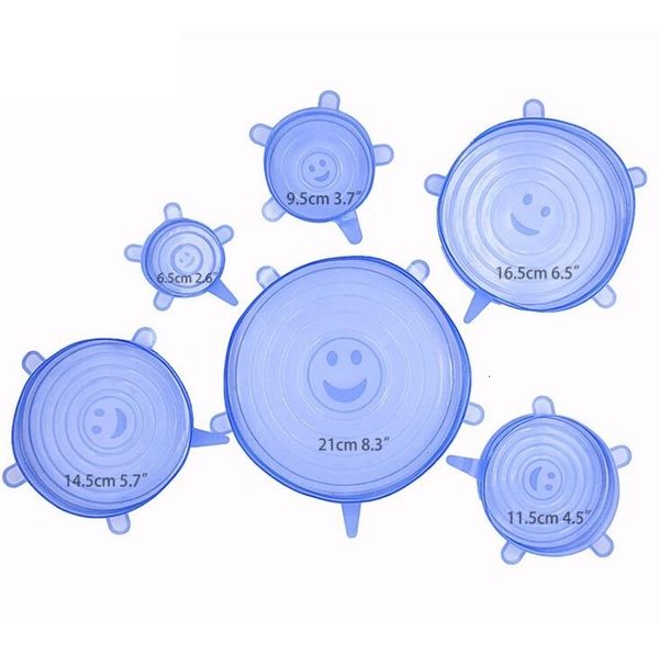 

lids 1 set silicone 6pcs/set stretch suction pot food grade fresh keeping wrap seal lid pan cover kitchen tools accessor