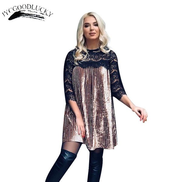 

casual dresses vestidos lace women 2021 autumn pleated dress vestido black friday christmas clothing party, Black;gray