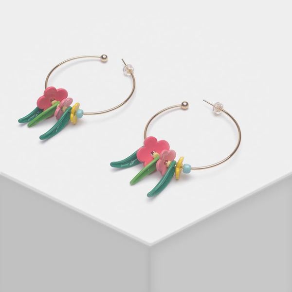 

hoop & huggie amorita boutique lovely colorful flower earrings1, Golden;silver