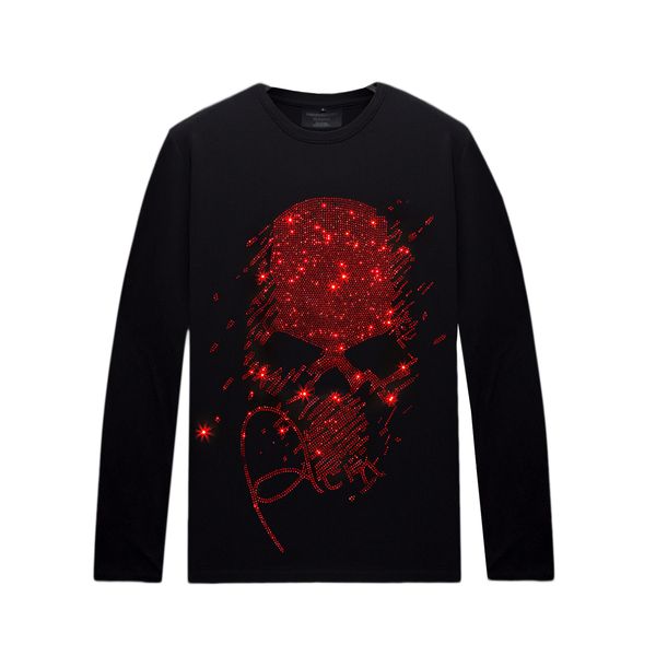 

lightweight rhinestone long sleeve shirts for men with designs - spring autumn crew neck women cotton blend black, White;black