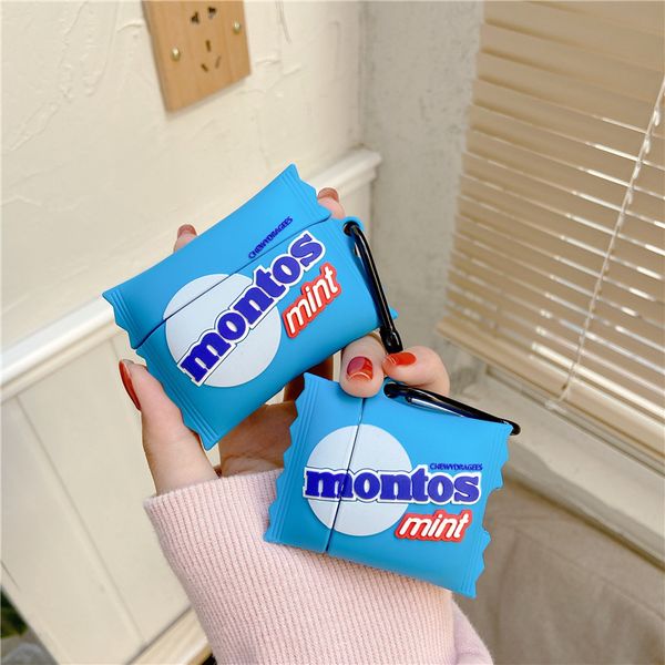 

cute blue mint candy headset cover for airpods case silicone wireless bluetooth charging box for apple airpods 1 2 3 with keychain