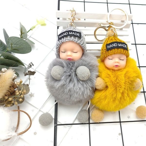 

doll baby hair ball key chain cute charming bag car pendant accessories r3om, Silver