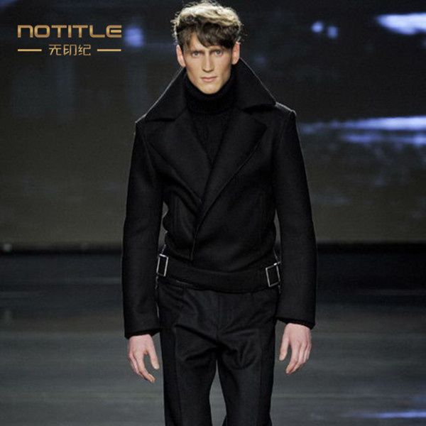 

mens woolen jacket winter new motorcycle short business casual slim-fitting wool woolen coat trench coat, Tan;black