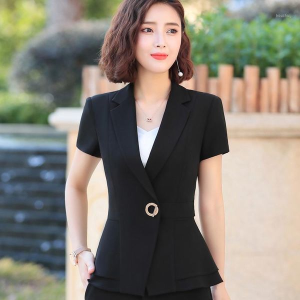 

fashion women temperament jacket ladies short sleeve work clothes office interview blazer femme feminino1, White;black