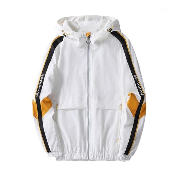 

campus style men's letter print stitching hooded long-sleeved zipper coat loose warm autumn winter students show young1, Black;brown