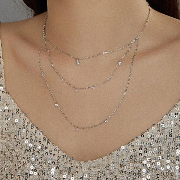 

creative retro little daisy adjustable necklace for women 925 sterling silver three layer necklace 2021 new mode