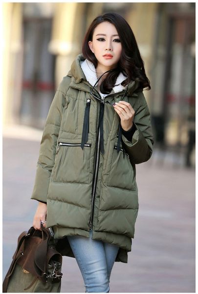 

army green military parka winter fashion hooded coat for urban clothing army parka puffer down jacket trench coat street wear casual parka, Black