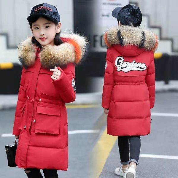 

2020 girls' new cotton padded medium long winter children's down jacket thickened and warm keeping little girl's foreign styl, Blue;gray