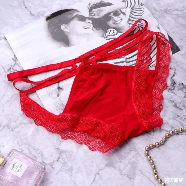 

new 5327 lace thong t-pants light luxury hollow transparent middle low waist fashion girl, Black;pink