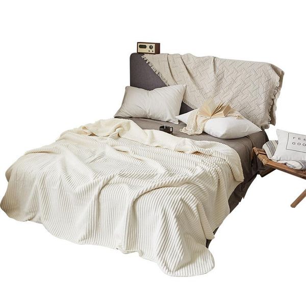 

nordic striped magic velvet blanket thicken blanket warm autumn and winter lamb velvet air conditioning