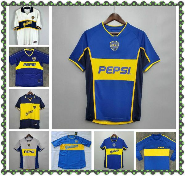 

2005 retro boca juniors soccer jersey 1997 98 99 01 02 03 05 oldest maradona roman palermo football shirt riquelme tevez ancient maillot, Black;yellow