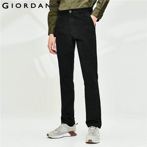 

giordano men pants thick sanded lining mid-rise tousers men straight slim zip pockets causal calca masculina 011107231, Black