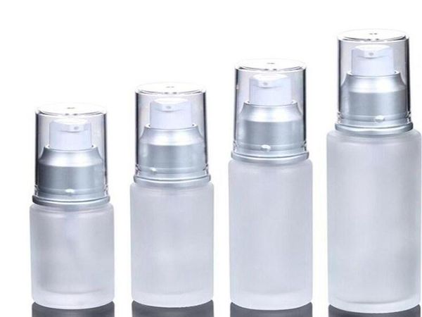 2021 20ml 30ml 50ml flacone di vetro smerigliato, packaging cosmetico, flaconi spray per lozioni, flaconi di vetro con pompa a pressione Spedizione veloce