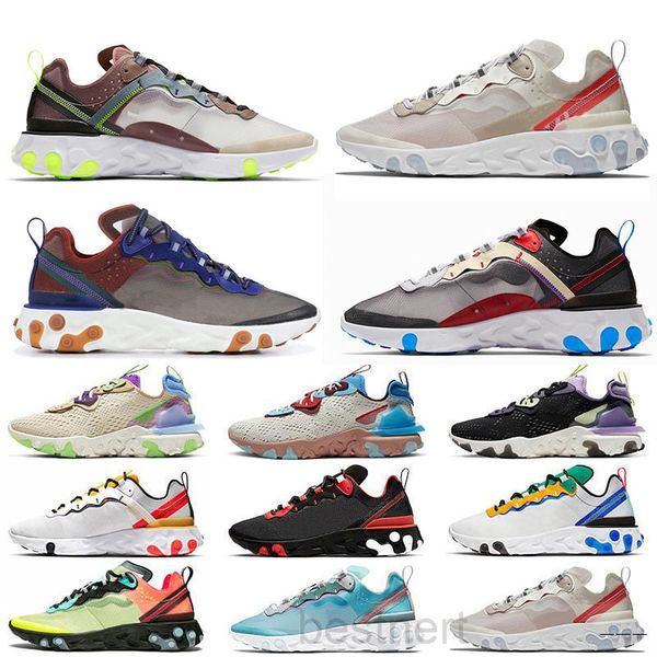 

2019 react element 87 volt 55 game royal taped seams casual shoes for women men 55s blue chill trainer 87s sail sports sneakers jk5g, Black