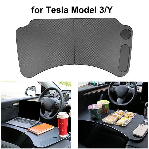 Auto Tisch Bord Laptop Schreibtisch Für Tesla Modell 3 Y Lenkrad Universal Essen Trinken Lebensmittel Kaffee Halter Tablett Montieren arbeit Stehen Sitz