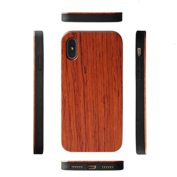

qasuitable for xr xs max wooden mobile phone case tpu with bamboo and wood edge cover x / 78plus solid wood caselk