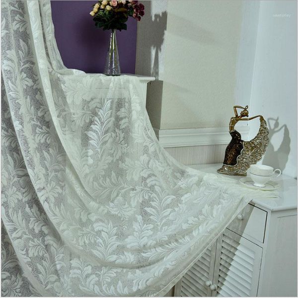 

curtain & drapes fashion style white screens simple 3d jacquard embroidery sheer mesh tulle curtains custom for living room1