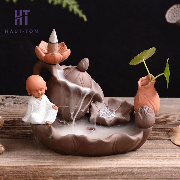 

fragrance lamps creative pot smoke backflow lotus tower incense burner stick holder base home decoration