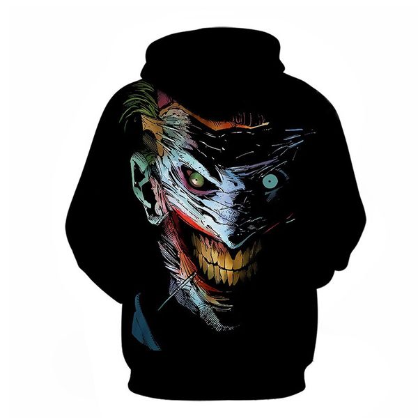

3d haha joker hoodie selling loose hooded sweater for men, Black;white