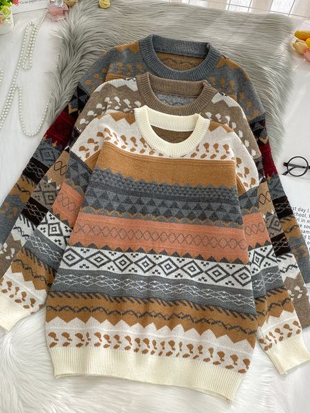 

autumn winter sweater women 2020 new forest series wear loose and lazy wind cocoon pullover long sleeve knitted top, White