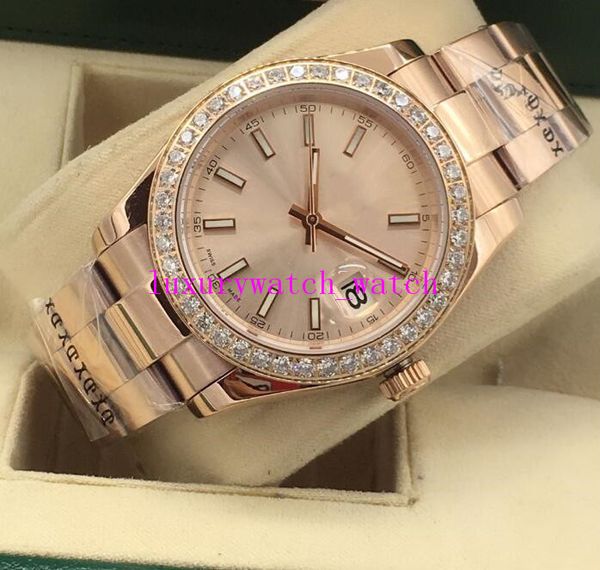 

new version mens diamond watches 41mm white gold steel 116334 126331 126334 126333 automatic fashion men's watch wristwatch, Slivery;brown