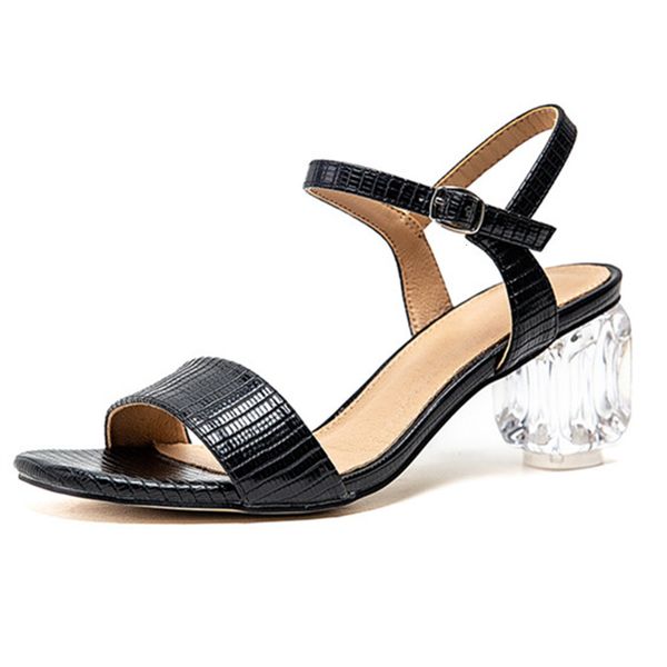 

2021 new younger women's solid colors crystal high heels sandals simple woman size 43 shoes b1b1, Black