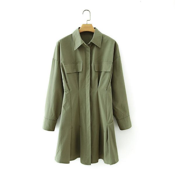 

street versatile style fall fashion 2020 new wash cotton shirt dress w075 5, Black;gray